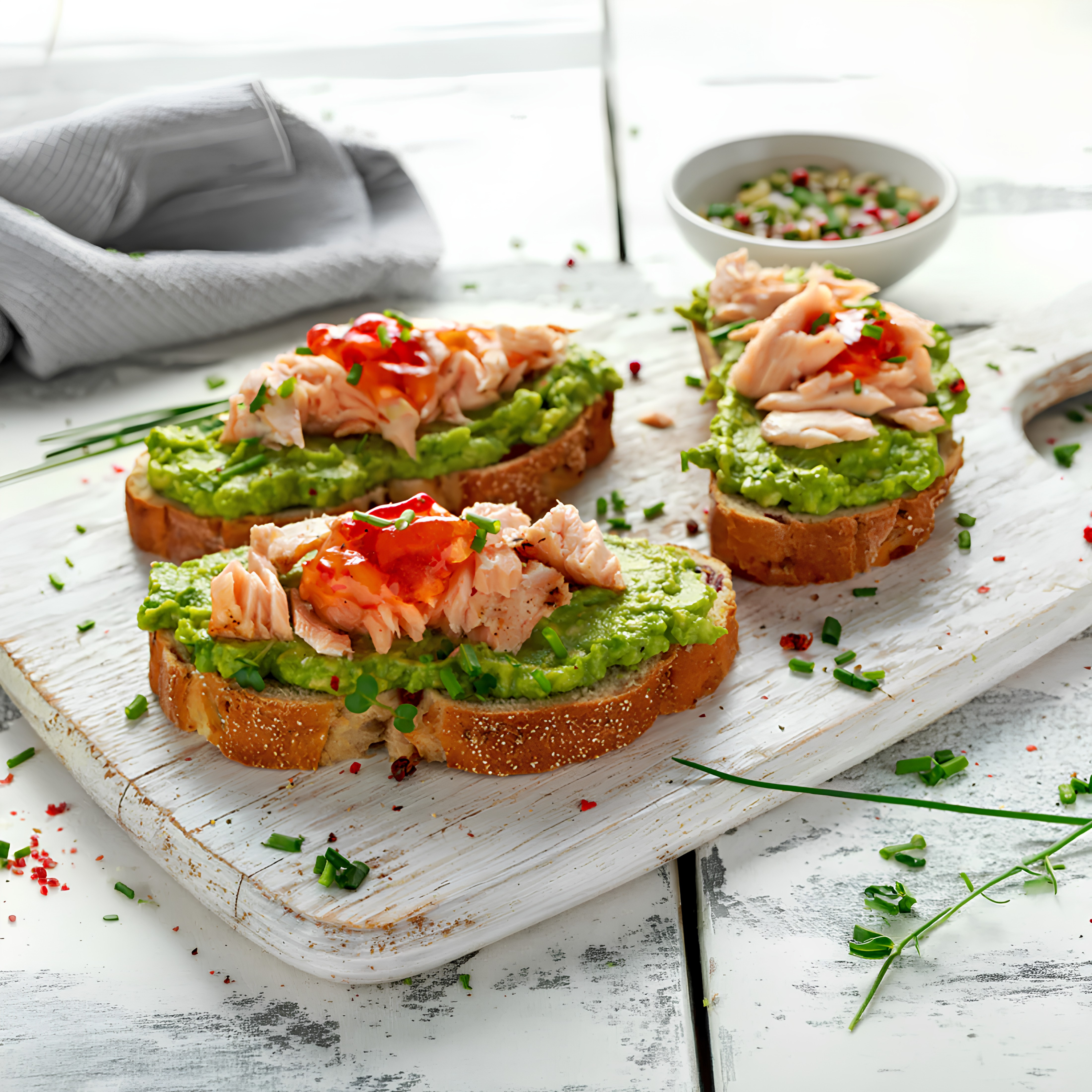 Avocado toast with hot smoked salmon